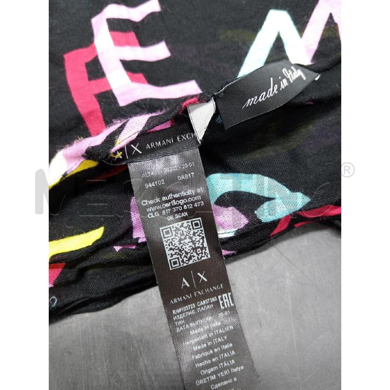 FOULARD ARMANI EXCHANGE NERO LETTERE | Mercatino dell'Usato Roma eur 2