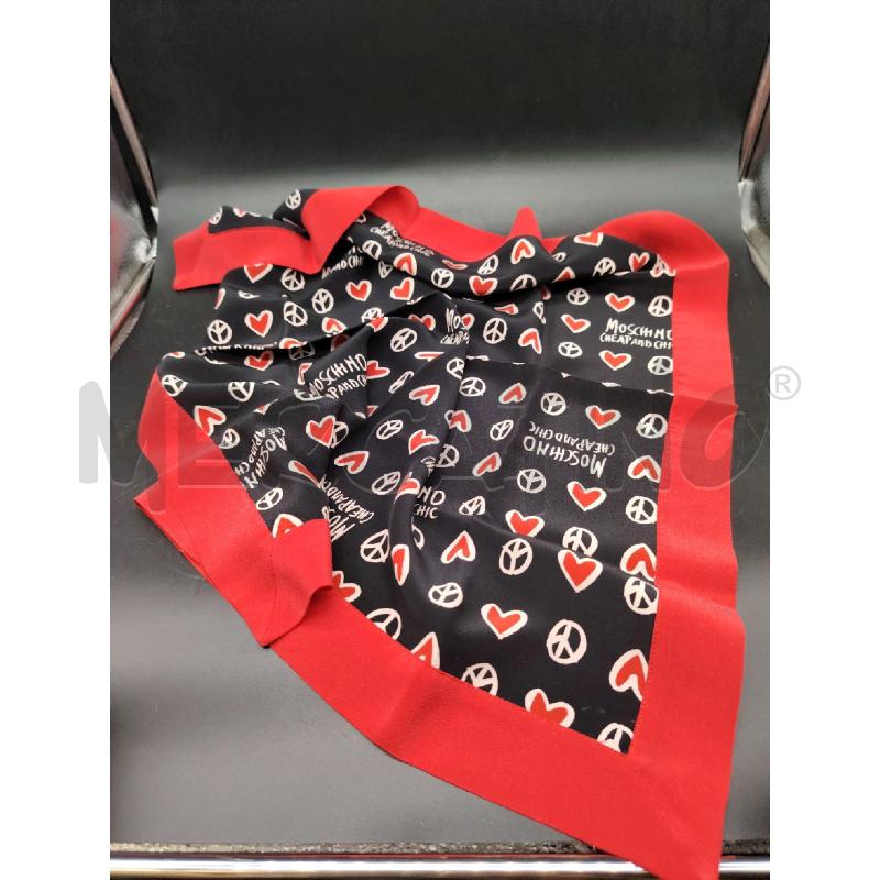FOULARD MOSCHINO CHEAP&CHI NERO CUORI PACE | Mercatino dell'Usato Roma eur 3