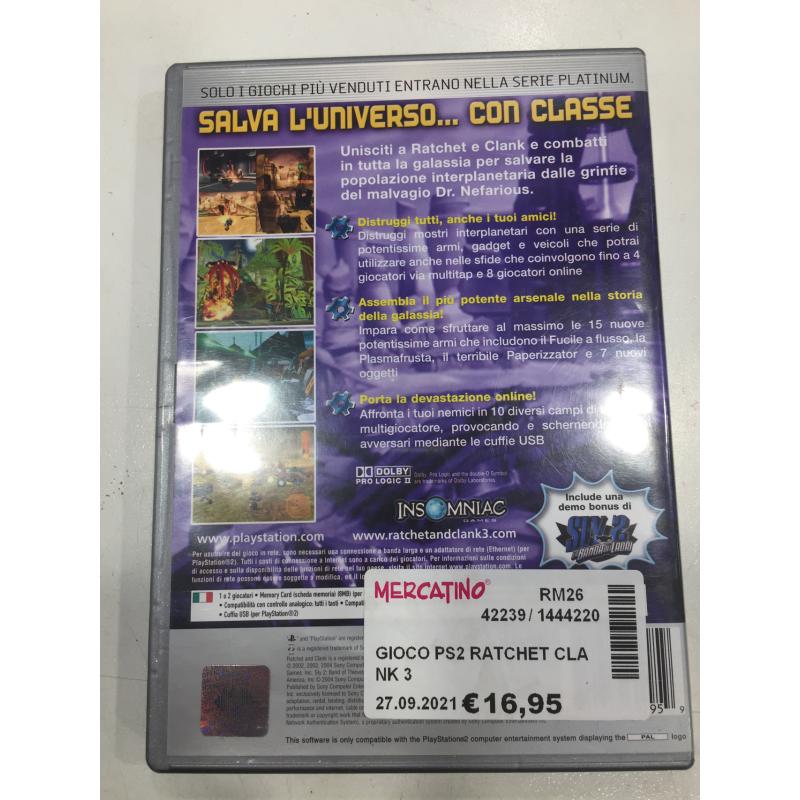 GIOCO PS2 RATCHET CLANK 3 | Mercatino dell'Usato Roma eur 2