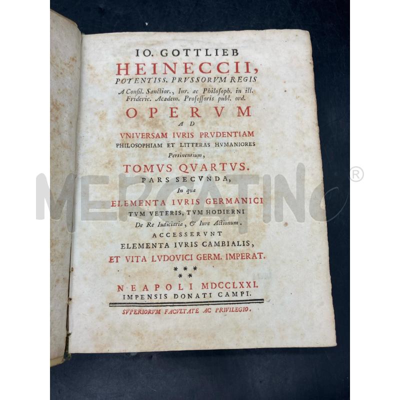 GOTTLIEB HEINECCII PETENTISS PRUSSORUM REGIS 1771 TOMO QUARTO | Mercatino dell'Usato Roma eur 3