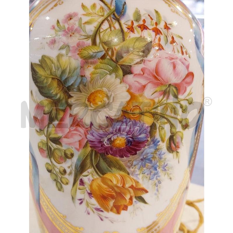 LAMPADA VECCHIA PARIGI DEC FLOREALI E ORO ZECCHINO + ACC   | Mercatino dell'Usato Roma eur 2
