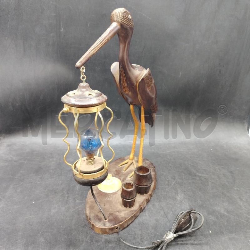 LAMPADA  LEGNO CICOGNA LANTERNA  | Mercatino dell'Usato Roma eur 2