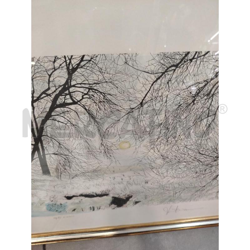 LITOGRAFIA PAESAGGIO INNEVATO  | Mercatino dell'Usato Roma eur 4