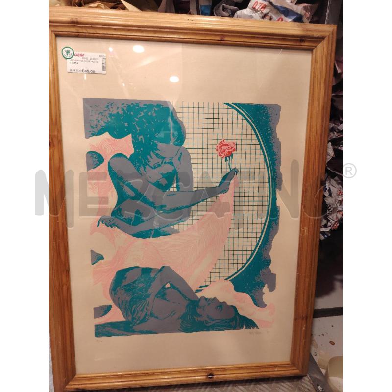 LITOGRAFIA SIGNORA CON ROSA  | Mercatino dell'Usato Roma eur 1