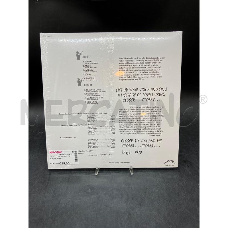 LP DIZZY GILLESPIE THE REAL THING | Mercatino dell'Usato Roma eur 2