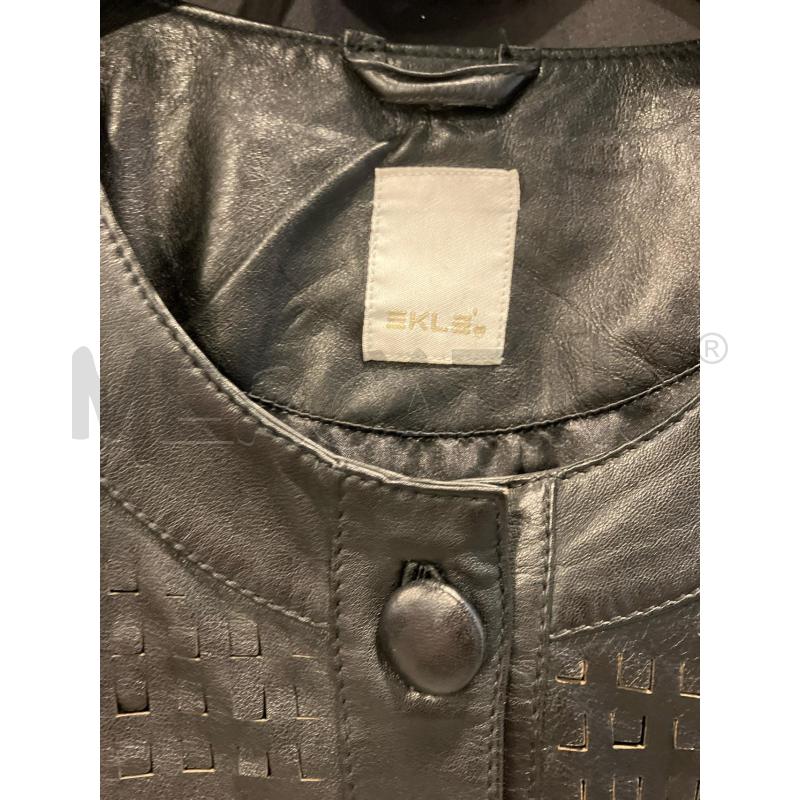 MAGLIA D EKLE NERO PELLE QUADRETTI  | Mercatino dell'Usato Roma eur 2