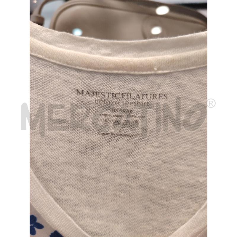 MAGLIA D MAJESTIC FILATURES BIA FIORELLINI BLU SMANICATA  | Mercatino dell'Usato Roma eur 2