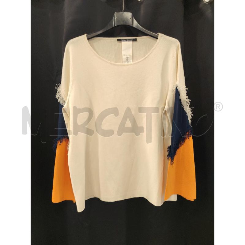 MAGLIA D PENNYBLACK PANNA BLU ARA FRANGE | Mercatino dell'Usato Roma eur 1