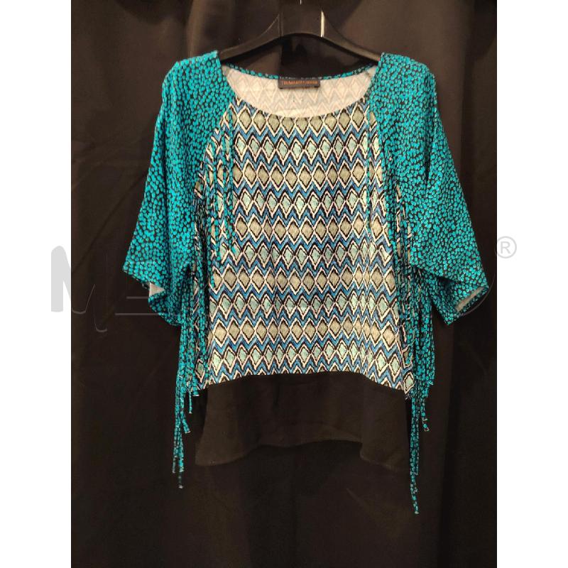 MAGLIA D TRUSSARDI JEANS FANT ROMBI BLU FRANGE | Mercatino dell'Usato Roma eur 1
