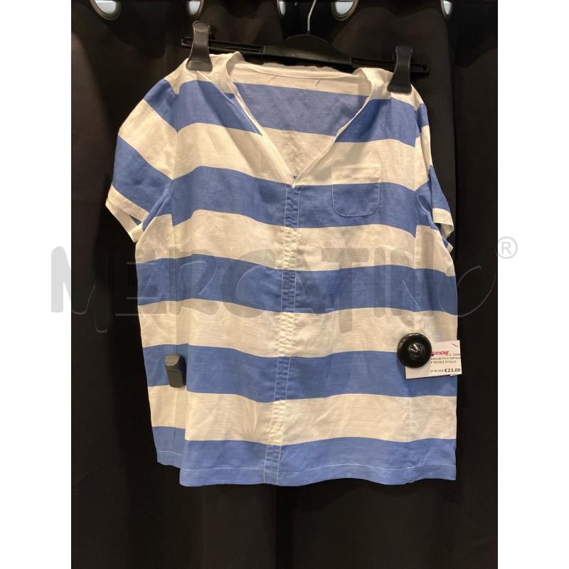 MAGLIETTA D DIFFUSIONE TESSILE SCOLLO RIGHE BIA AZZ | Mercatino dell'Usato Roma eur 1