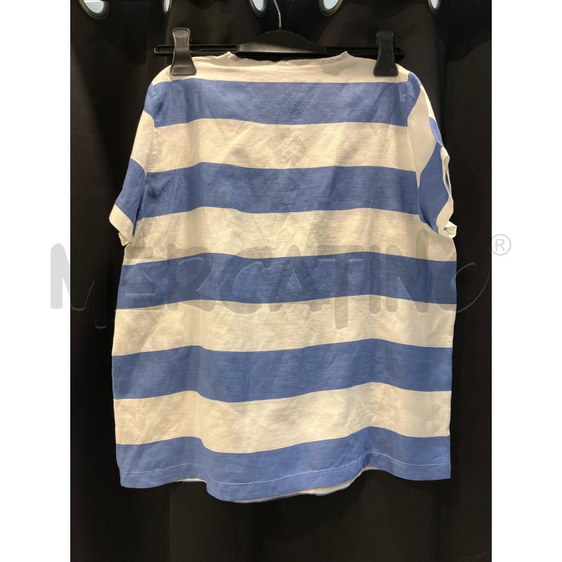 MAGLIETTA D DIFFUSIONE TESSILE SCOLLO RIGHE BIA AZZ | Mercatino dell'Usato Roma eur 2