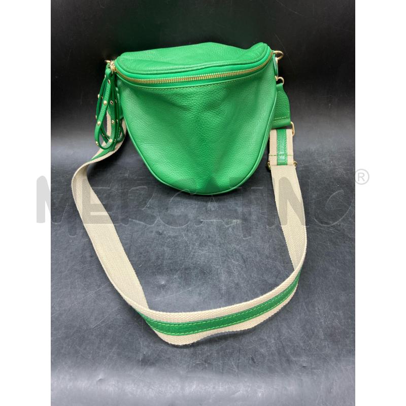 MARSUPIO PELLE VERDE TRACOLLA TESSUTO | Mercatino dell'Usato Roma eur 1