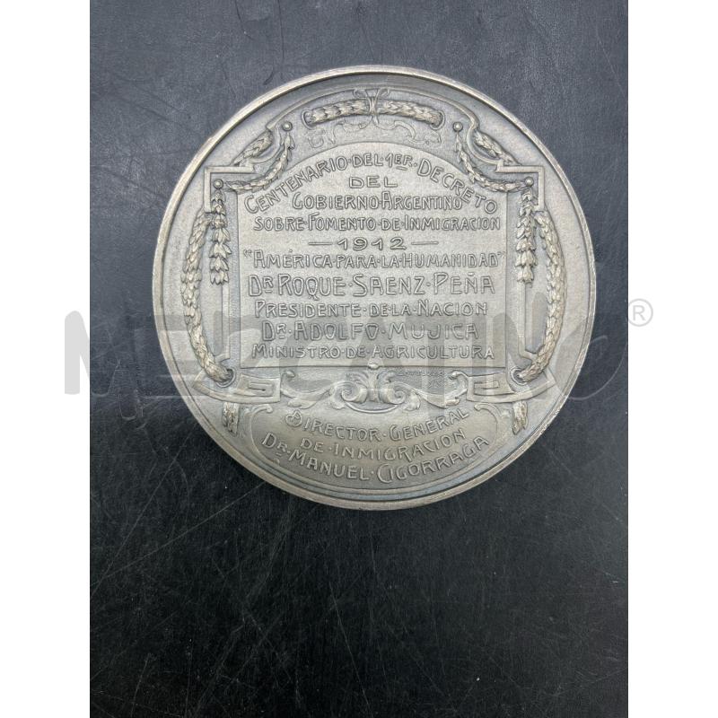 MEDAGLIA CENTENARIO GOVERNO ARGENTINO 1912 | Mercatino dell'Usato Roma eur 2