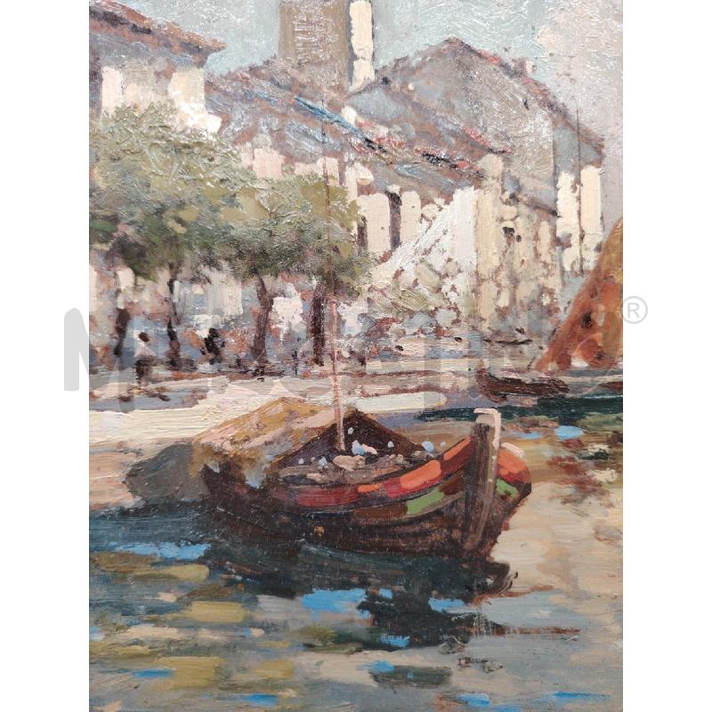 OGGETTO QUADRO OLIO SU RTAVOLA BARCHE  | Mercatino dell'Usato Roma eur 2