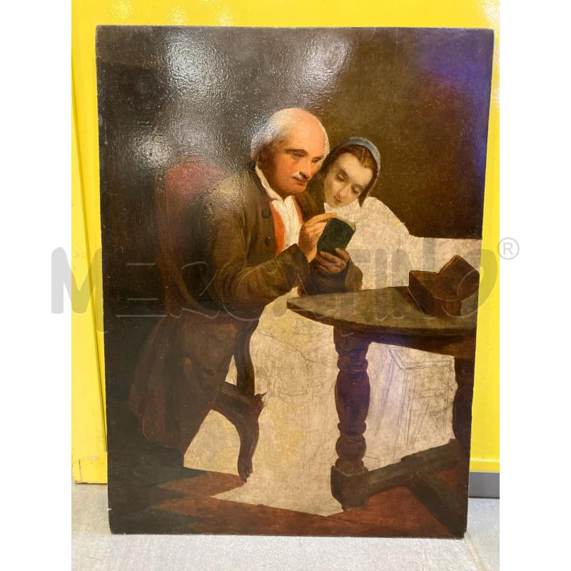 OLIO SU TAVOLA  PADRE E FIGLIA ANTICO  | Mercatino dell'Usato Roma eur 1