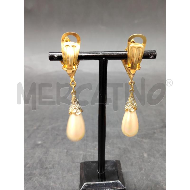 ORECCHINI CINTAGE CLIP PENDENTI ROMBO BRILL PERLA ALLUNGATA  | Mercatino dell'Usato Roma eur 3