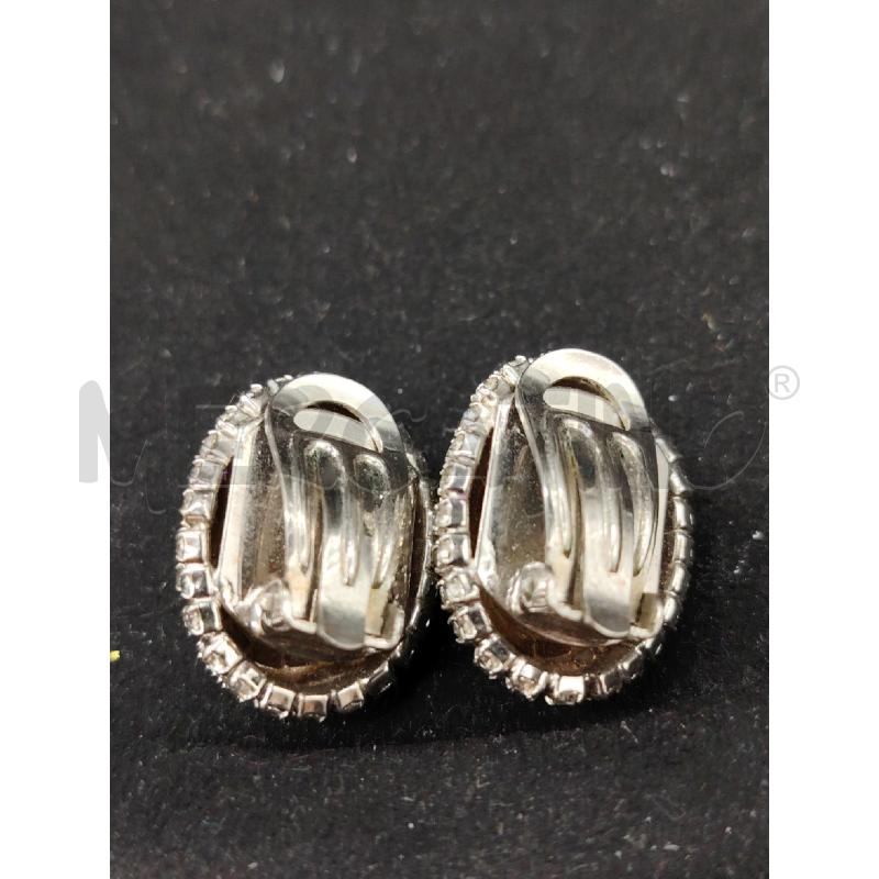 ORECCHINI CLIPS OVALE PERLINA STRASS | Mercatino dell'Usato Roma eur 2