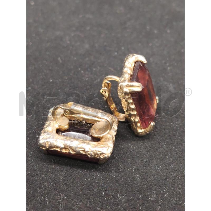 ORECCHINI CLIP VINTAGE SARAH COVENTRY DOR PIETRA MARRONE | Mercatino dell'Usato Roma eur 2