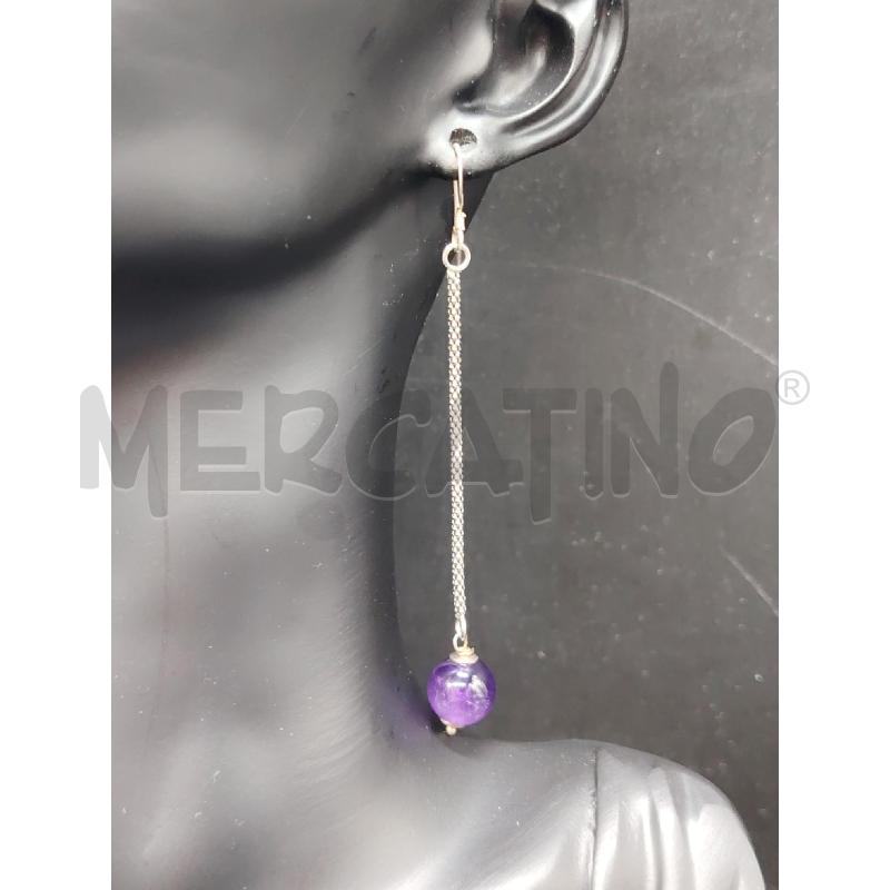 ORECCHINI FUSION PENDENTE PALLINA AMETISTA | Mercatino dell'Usato Roma eur 2