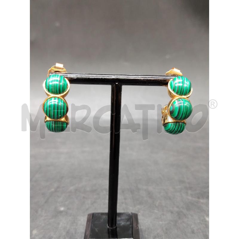 ORECCHINI INCURVATI DORATI MALACHITE | Mercatino dell'Usato Roma eur 1