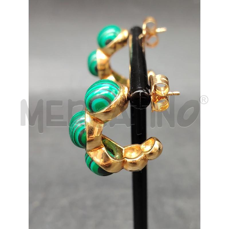 ORECCHINI INCURVATI DORATI MALACHITE | Mercatino dell'Usato Roma eur 2