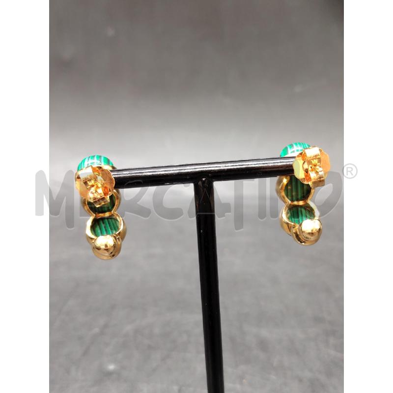 ORECCHINI INCURVATI DORATI MALACHITE | Mercatino dell'Usato Roma eur 3
