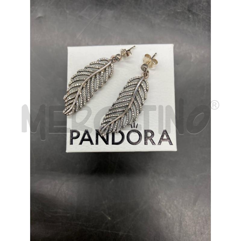 ORECCHINI PANDORA PIUMA PENDENTE STRASS | Mercatino dell'Usato Roma eur 1