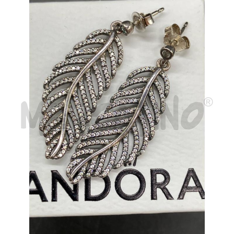 ORECCHINI PANDORA PIUMA PENDENTE STRASS | Mercatino dell'Usato Roma eur 2