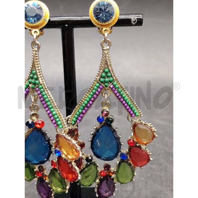 ORECCHINI PENDENTI PIETRE GOCCIA COLOR | Mercatino dell'Usato Roma eur 2