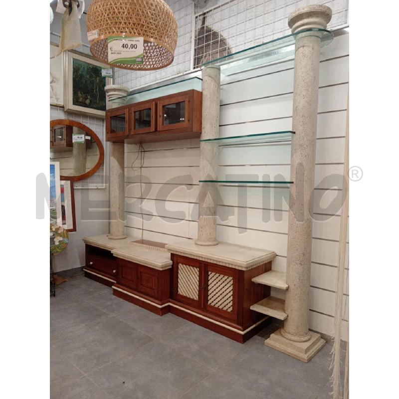 PARETE SOGGIORNO LEGNO/TRAVERTINO | Mercatino dell'Usato Roma eur 1