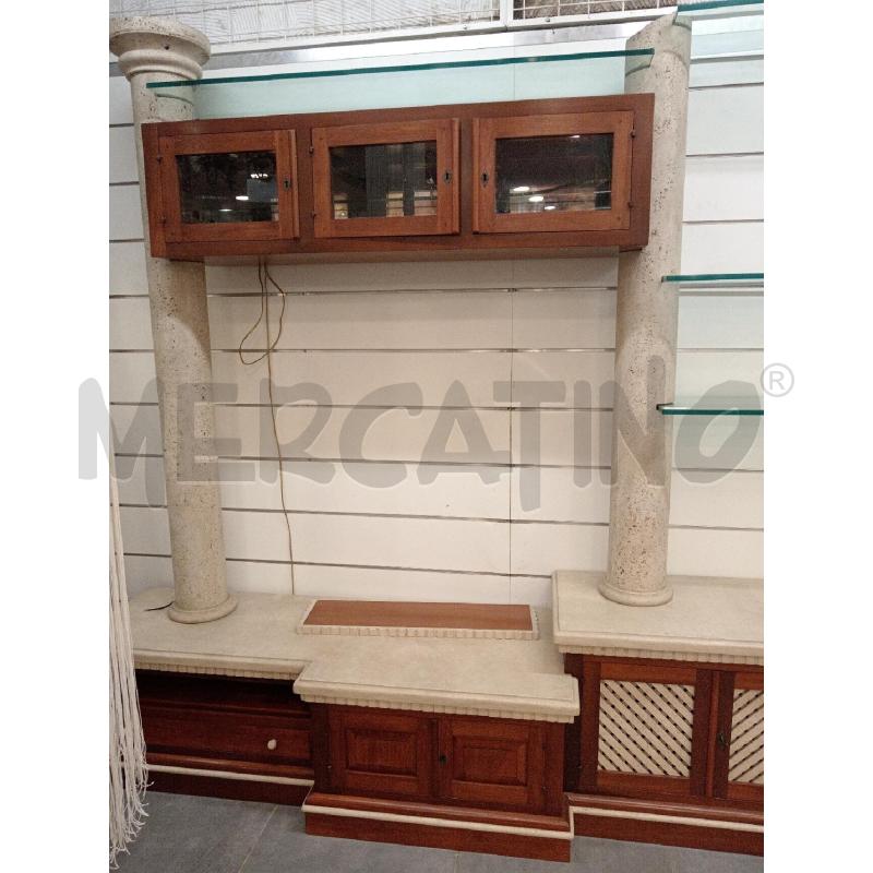 PARETE SOGGIORNO LEGNO/TRAVERTINO | Mercatino dell'Usato Roma eur 2