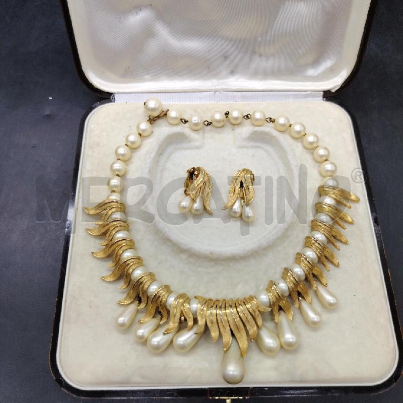PARURE KRAMER PERLE FOGLIE DOR | Mercatino dell'Usato Roma eur 1