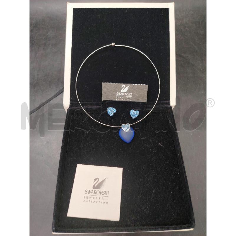 PARURE SWAROVSKI COLLANA CUORE BLU +ORECC CUORI | Mercatino dell'Usato Roma eur 1
