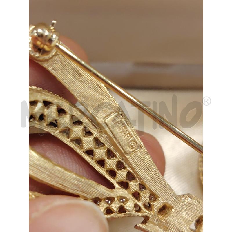 PARURE TRIFARI FIOCCO DOR + ORECCHINI STRASS BLU | Mercatino dell'Usato Roma eur 2