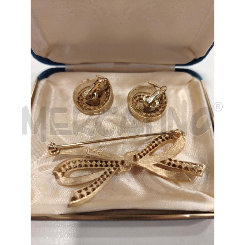 PARURE TRIFARI FIOCCO DOR + ORECCHINI STRASS BLU | Mercatino dell'Usato Roma eur 4