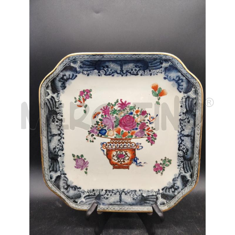 PIATTO VASO FIORI DIPINTI B BLU | Mercatino dell'Usato Roma eur 1