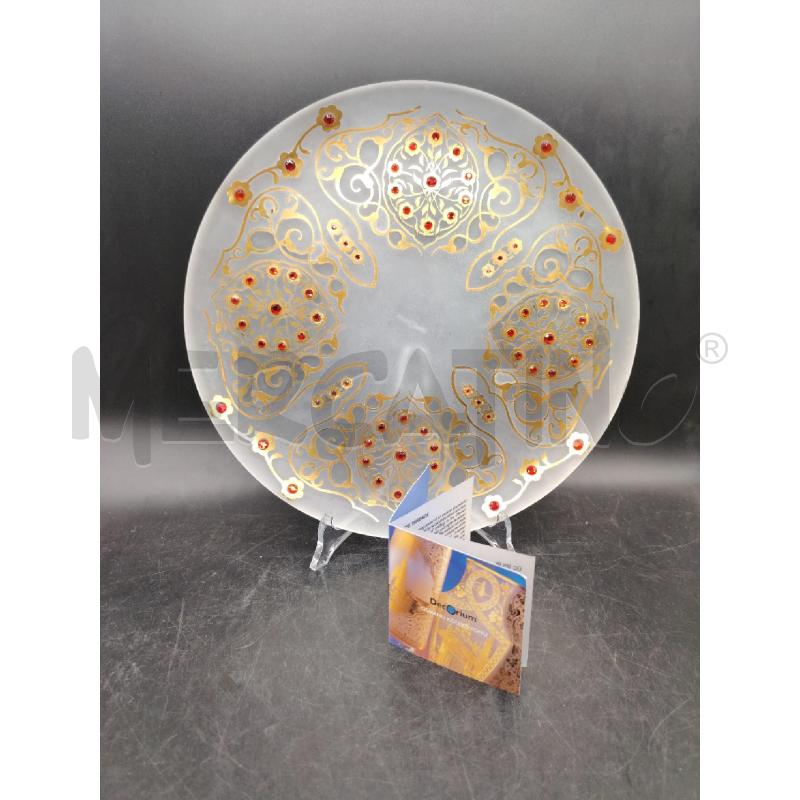 PIATTO VETRO DECORIUM DOR PIETRE ROSSE | Mercatino dell'Usato Roma eur 1