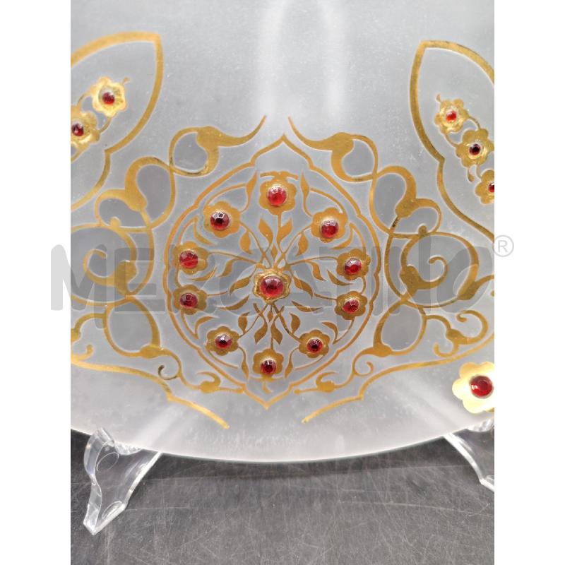 PIATTO VETRO DECORIUM DOR PIETRE ROSSE | Mercatino dell'Usato Roma eur 2