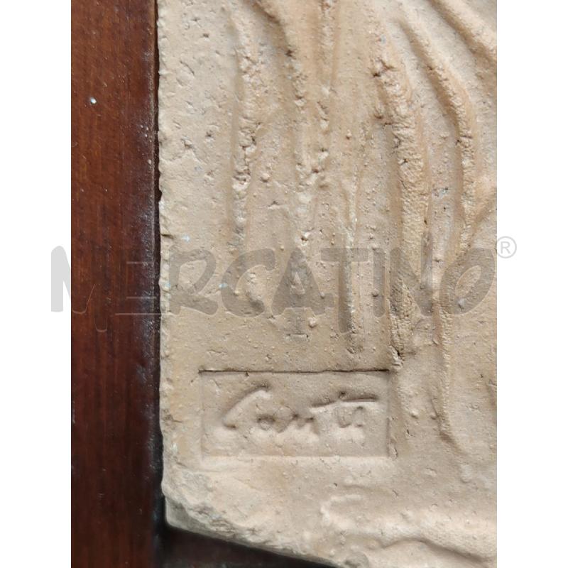 PLACCA TERRACOTTA RILIEVO CAVALLI A FIRMA G. CONTE | Mercatino dell'Usato Roma eur 2