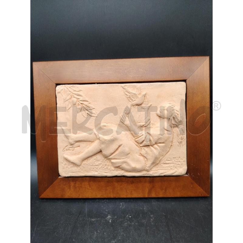  PLACCA TERRACOTTA RILIEVO DONNA  AFIRMA G. CONTE  | Mercatino dell'Usato Roma eur 1