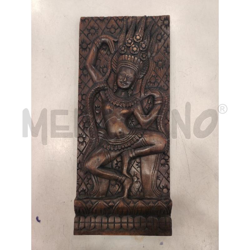 PLACCA  LEGNO CAMBOGIANA DONNA DANZANTE | Mercatino dell'Usato Roma eur 1