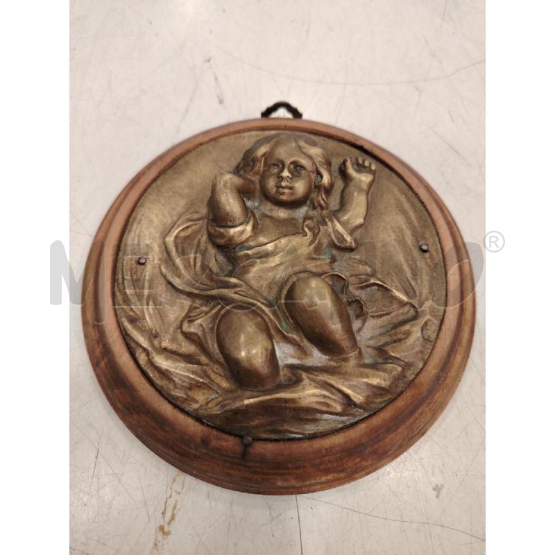 PLACCA  OTTONE RILIEVO  FANCIULLO | Mercatino dell'Usato Roma eur 1
