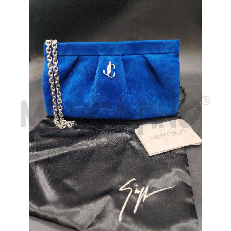 POCHETTE JIMMY CHOO SCAMOS BLU  | Mercatino dell'Usato Roma eur 1