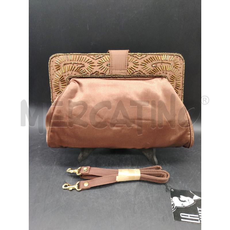 POCHETTE LA NUIT FENNEC MARRONE PERLINE | Mercatino dell'Usato Roma eur 2