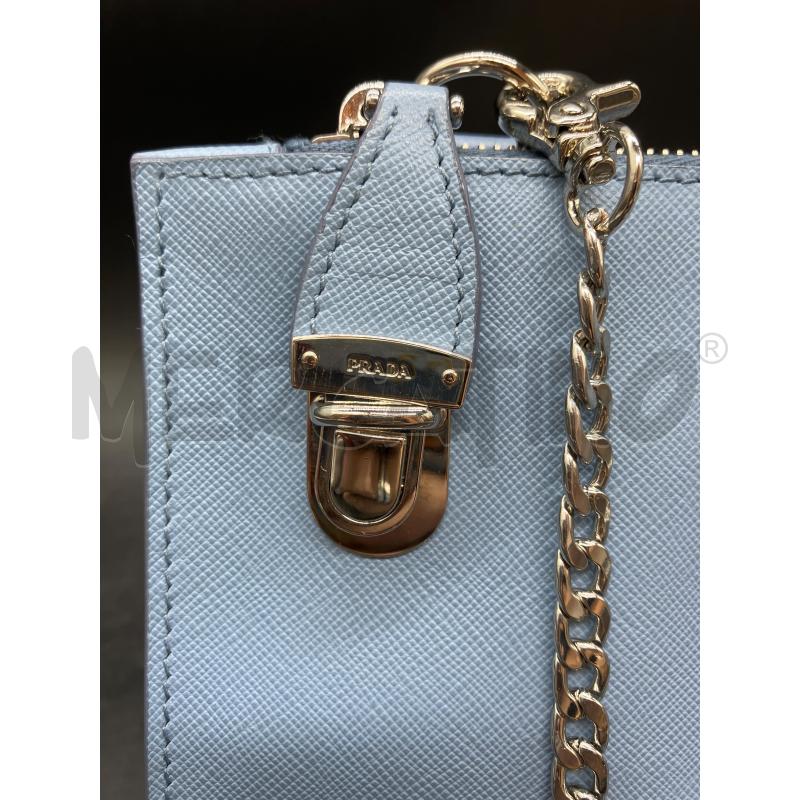 POCHETTE PRADA PELLE SAFFIANO LUX CEL ASTRALE  | Mercatino dell'Usato Roma eur 2