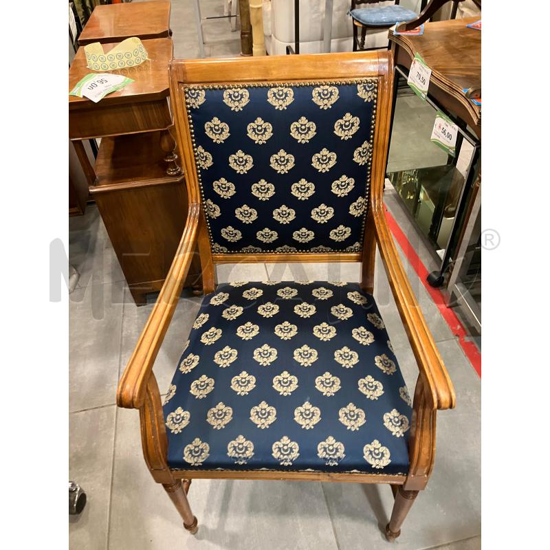 POLTRONA LEGNO S/BLU FIORI | Mercatino dell'Usato Roma eur 1