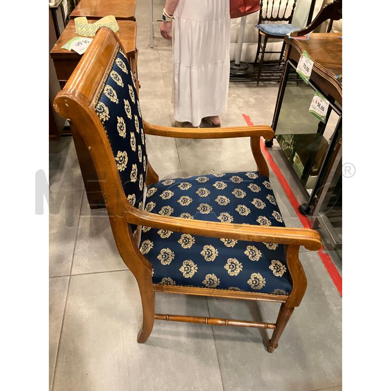 POLTRONA LEGNO S/BLU FIORI | Mercatino dell'Usato Roma eur 2