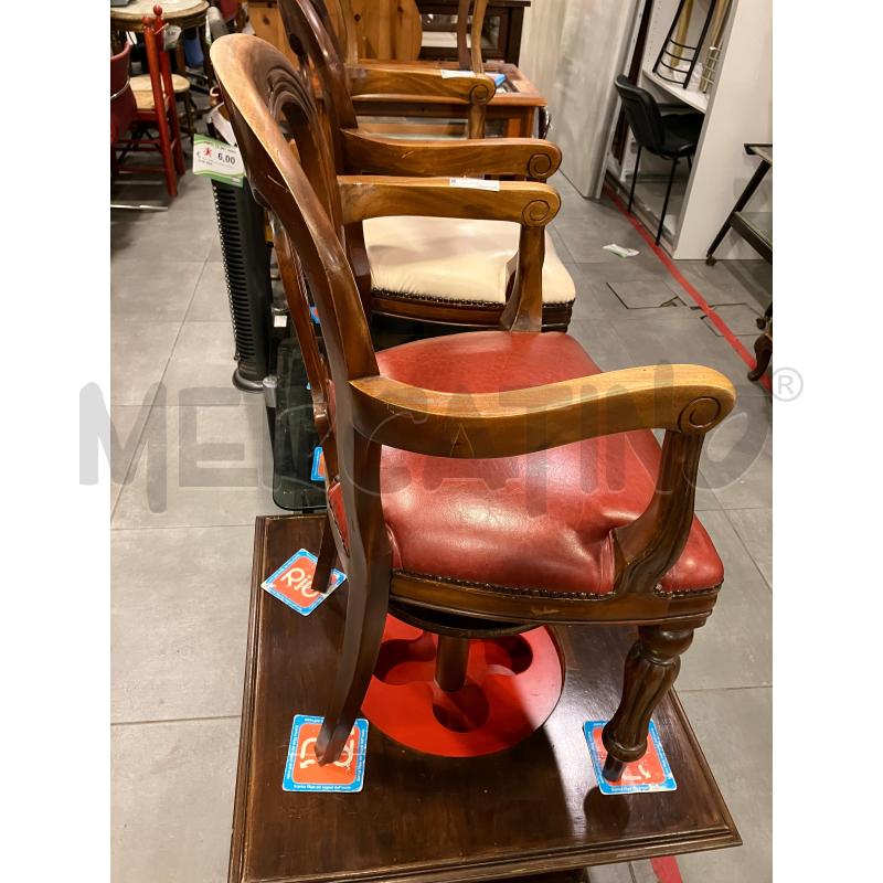 POLTRONCINA LEGNO VINTAGE S/ROSS PELLE | Mercatino dell'Usato Roma eur 3