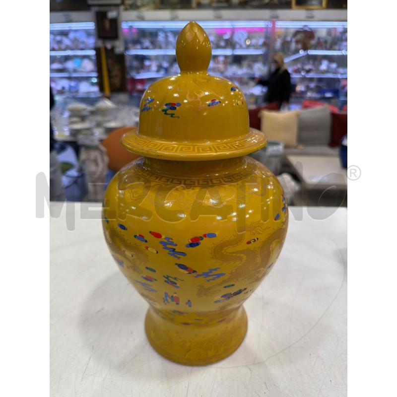 POTICHE VASO ORIENTALE GIALLO DRAGONE | Mercatino dell'Usato Roma eur 1