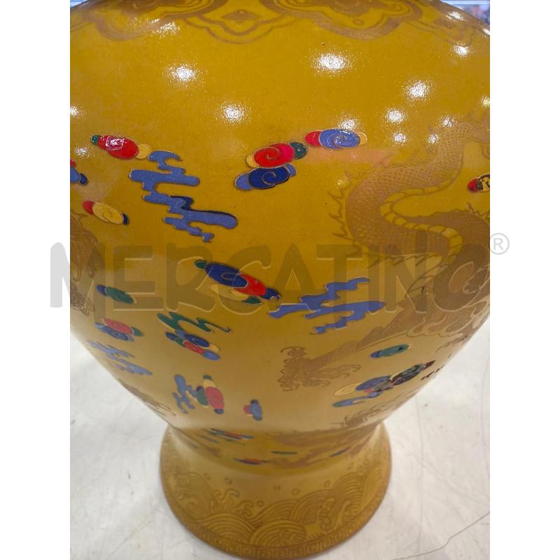POTICHE VASO ORIENTALE GIALLO DRAGONE | Mercatino dell'Usato Roma eur 2
